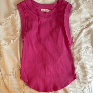 Free People pink ribbed cotton tank